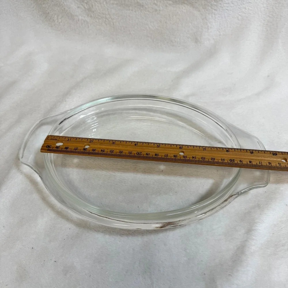 Clear Glass Oval Baking Dish Replacement Lid Or‎ Pie Plate Handle Fire King